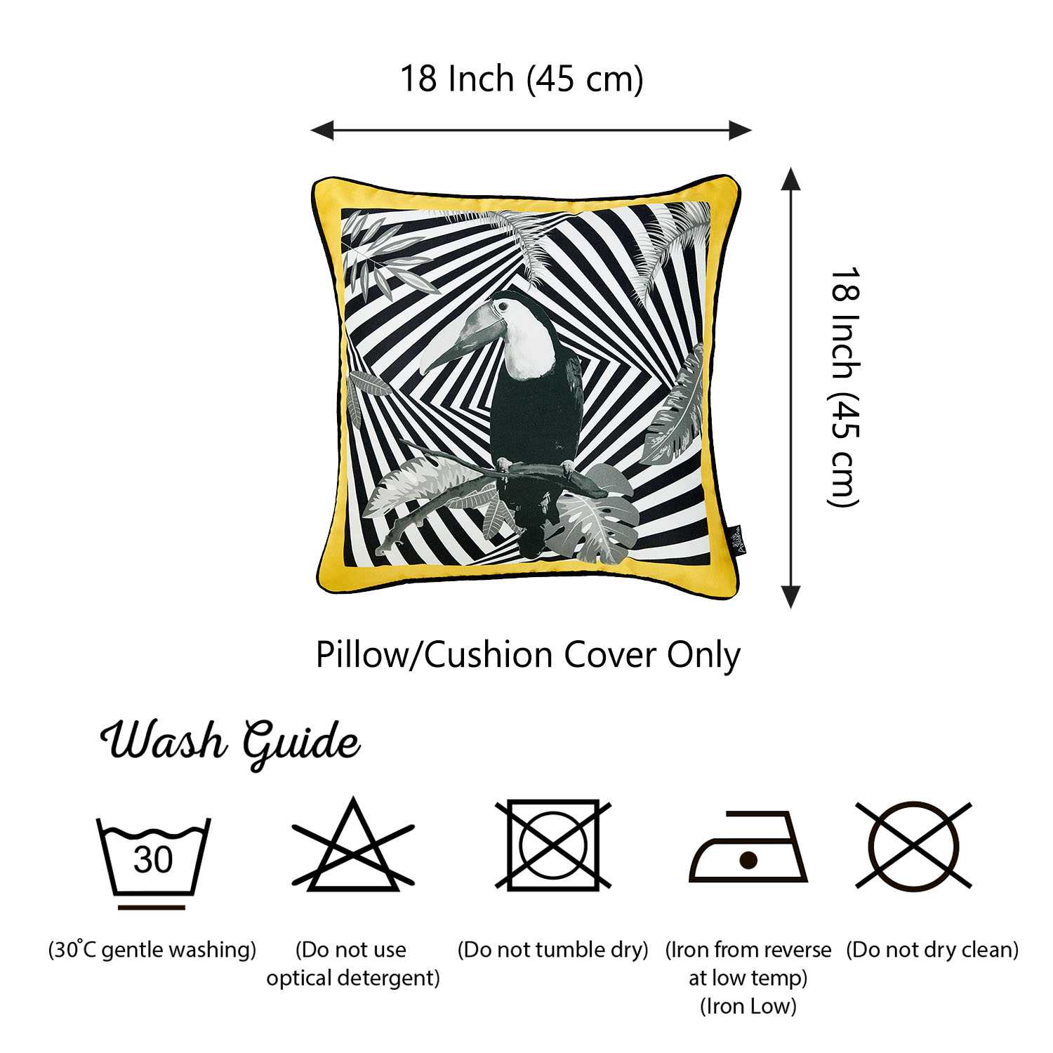 18"x 18" Tropical Parrot Illusion Decorative Throw Pillow Cover