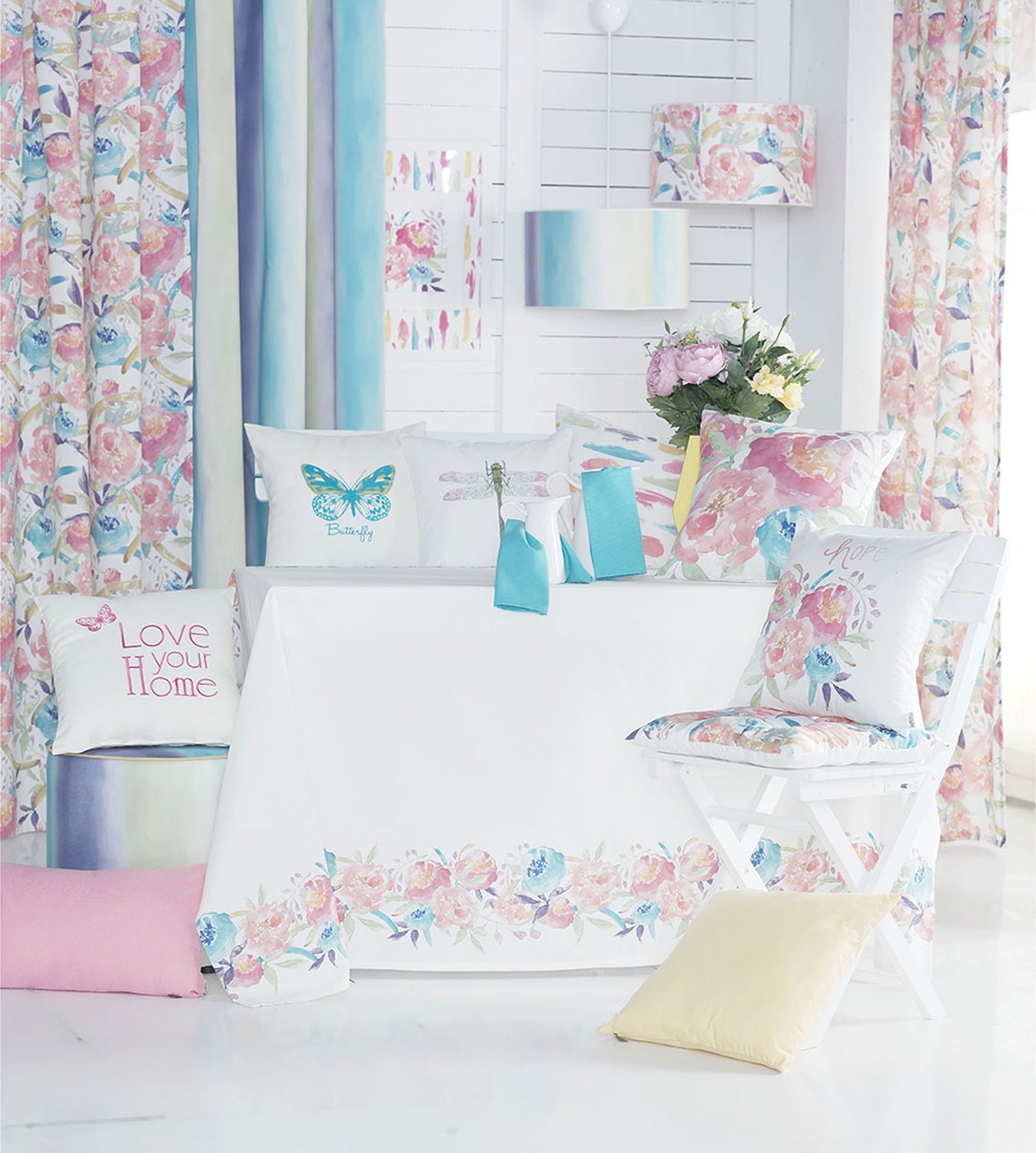 18"x 18" Watercolor Mix Flowers Printed Decorative Throw Pillow Cover