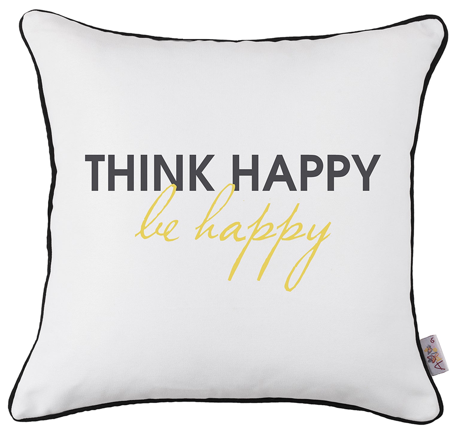 18"x18" Scandi Think Happy Printed Decorative Throw Pillow Cover