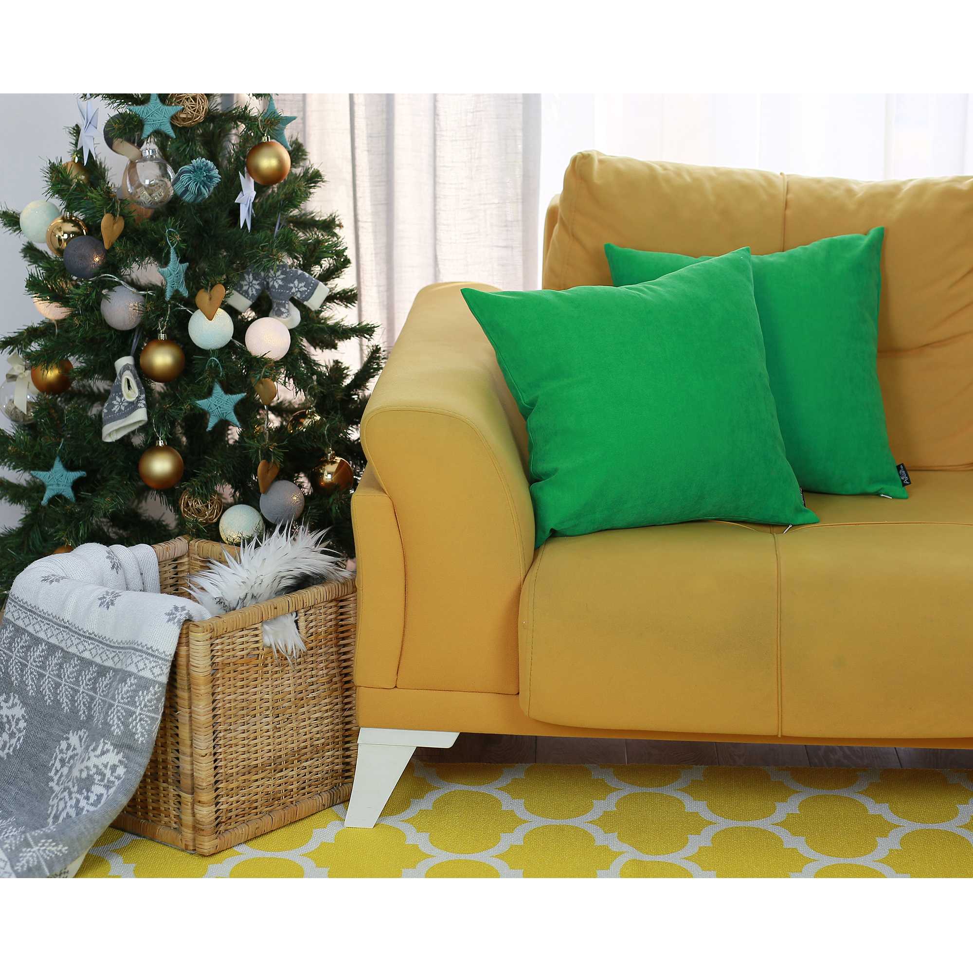 18"x18" Green Honey Kelly Throw Pillow Cover (2 pcs in set)