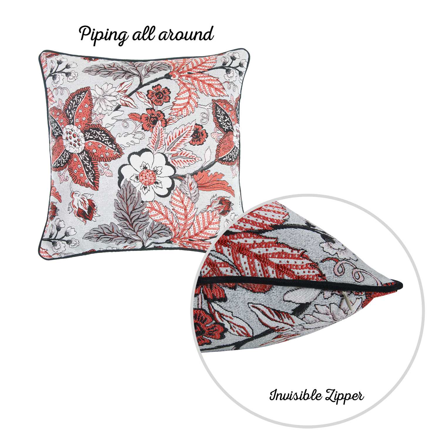 17"x 17" Multicolor Jacquard Forest Decorative Throw Pillow Cover