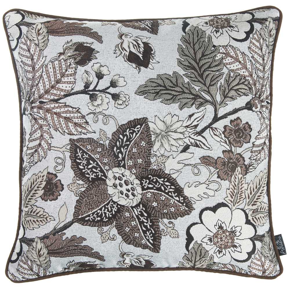 17"x 17" Brown Jacquard Forest Decorative Throw Pillow Cover