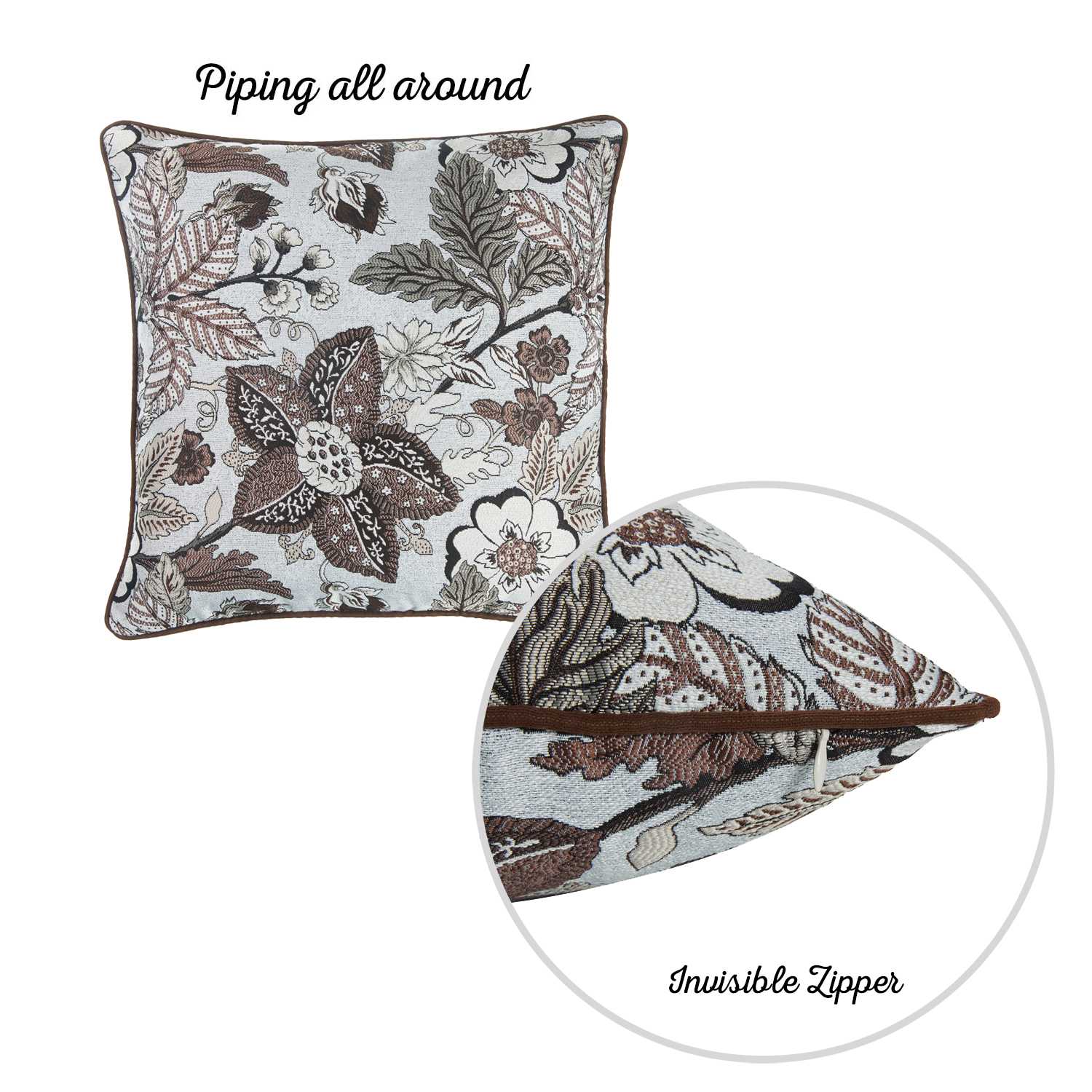 17"x 17" Brown Jacquard Forest Decorative Throw Pillow Cover