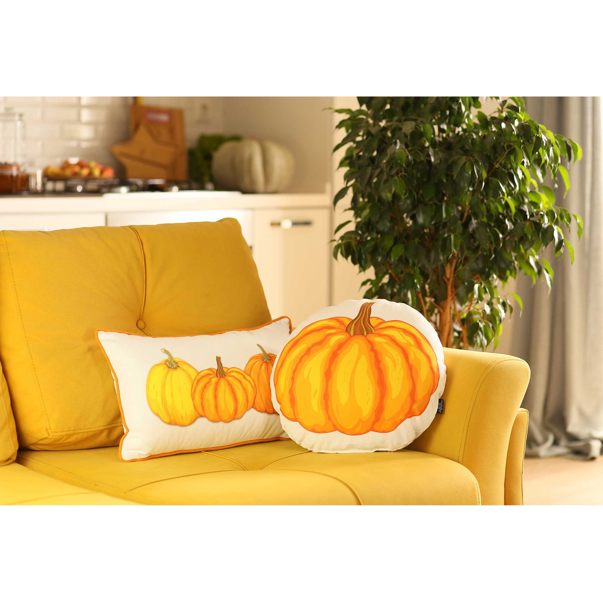 16"x 16" Fall Season Thanksgiving Pumpkin Shaped Filled Decorative Throw Pillow Cover
