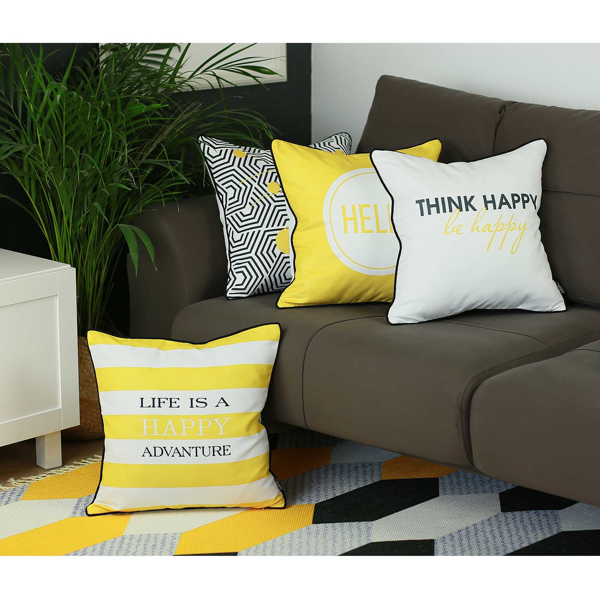 18"x18" Scandi Square Geo Printed Decorative Throw Pillow Cover