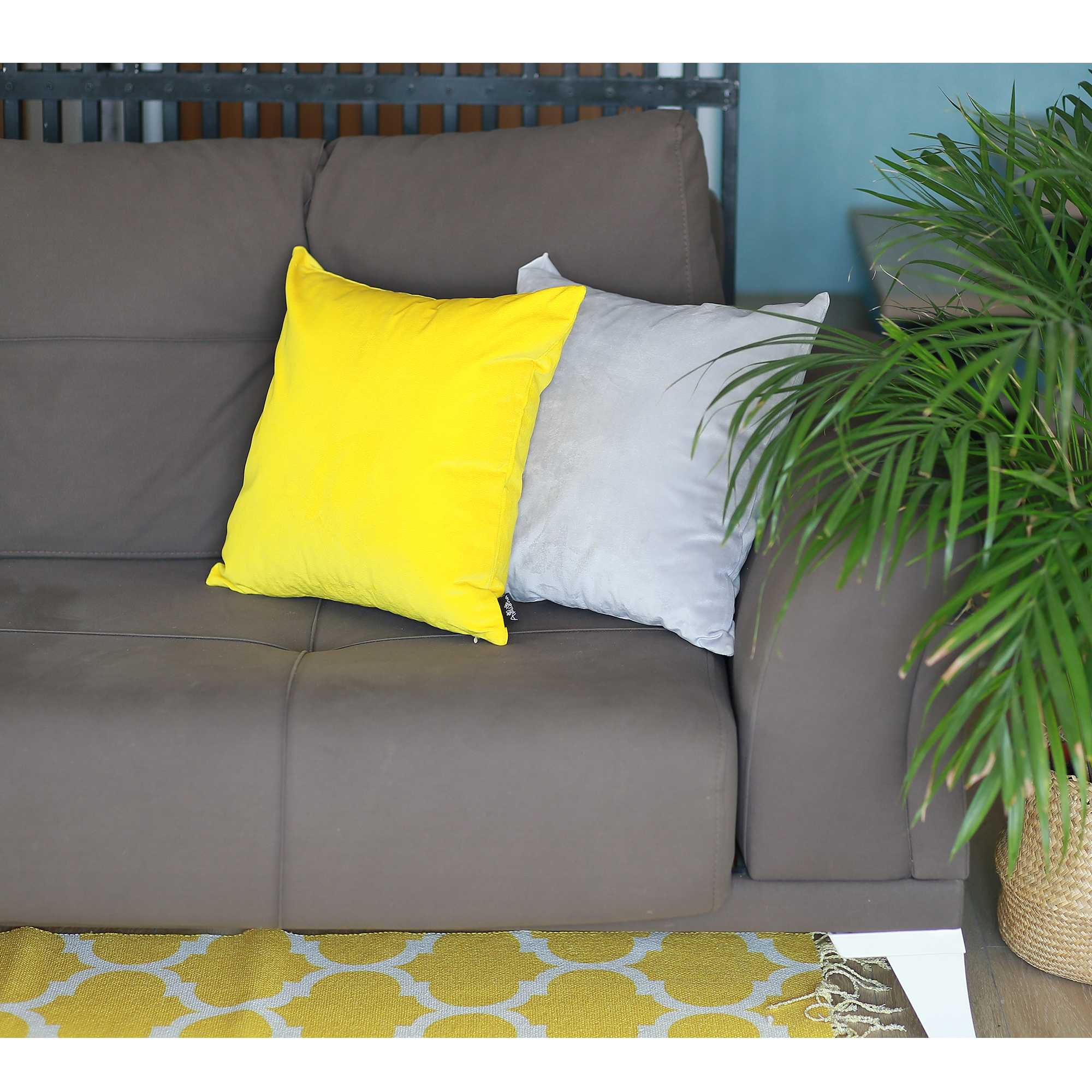 18"x 18" Yellow Velvet Decorative Throw Pillow Cover (2 Pcs in set)