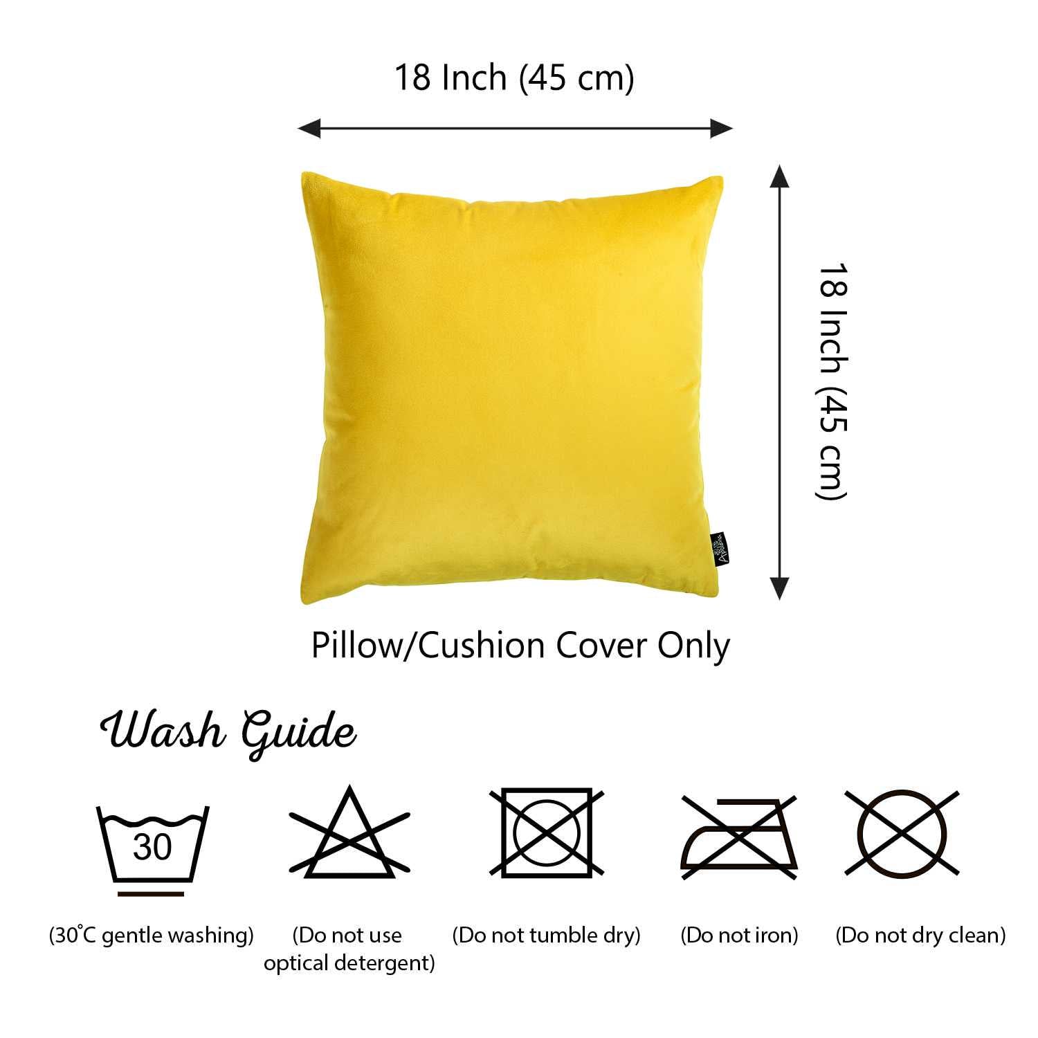 18"x 18" Yellow Velvet Decorative Throw Pillow Cover (2 Pcs in set)