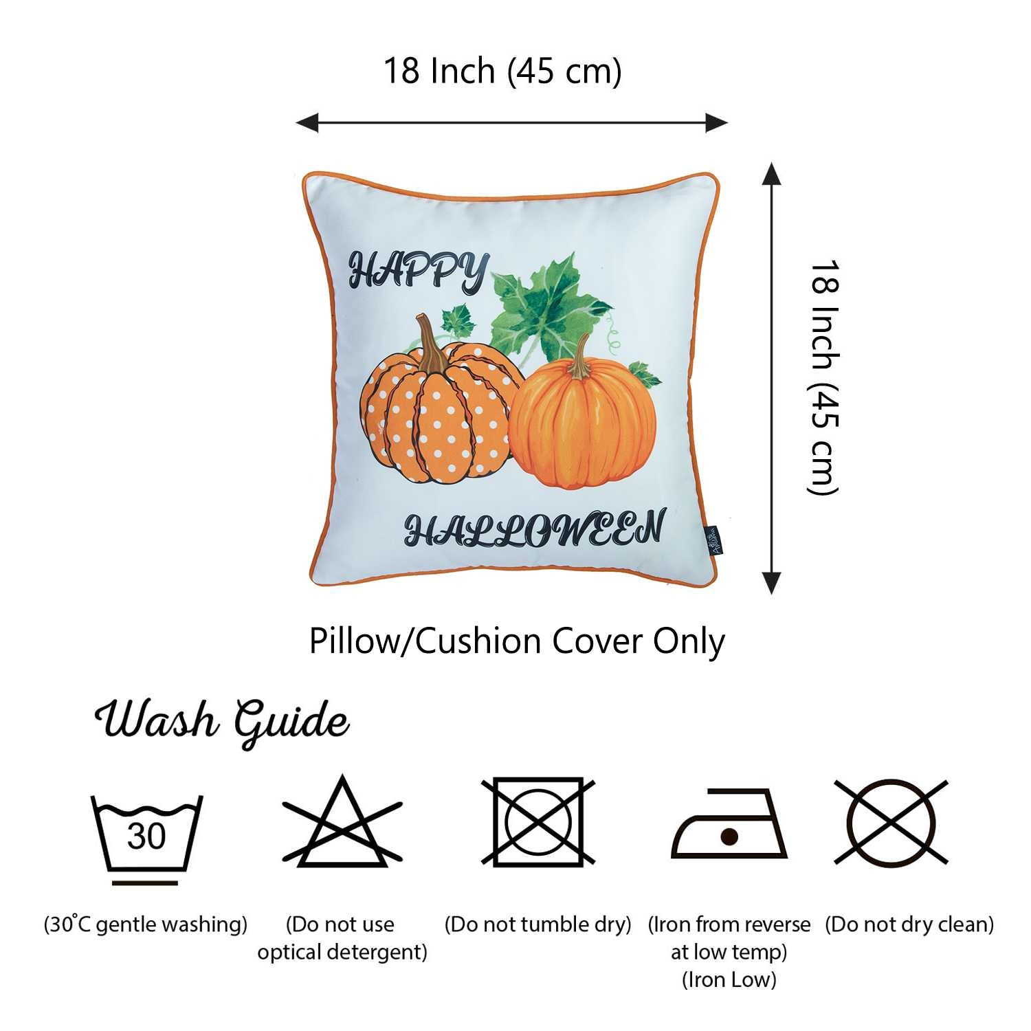 18"x 18" Thanksgiving Happy Pumpkins Decorative Throw Pillow Cover