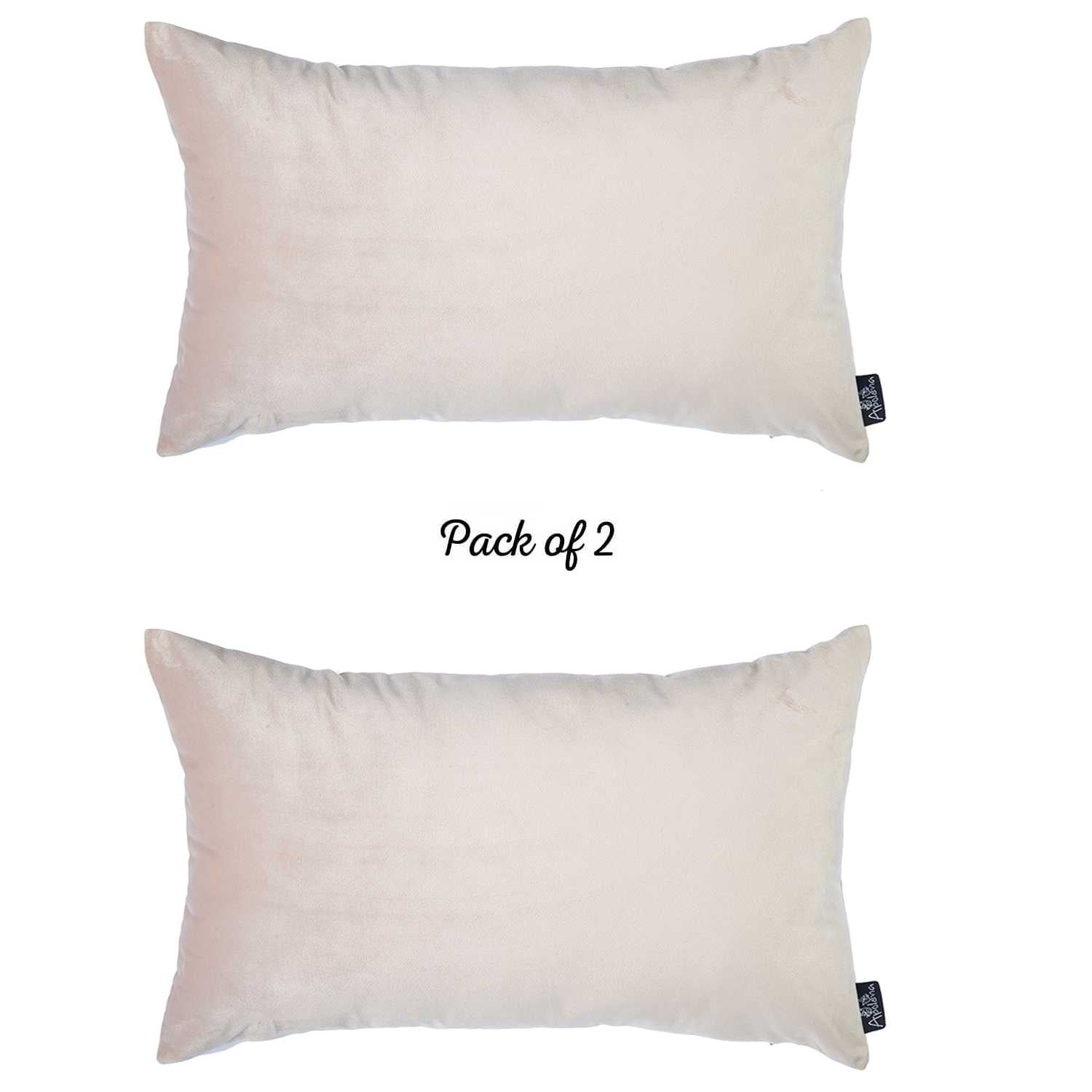 21"x14" Light Beige Velvet Decorative Throw Pillow Cover (2 Pcs in set)