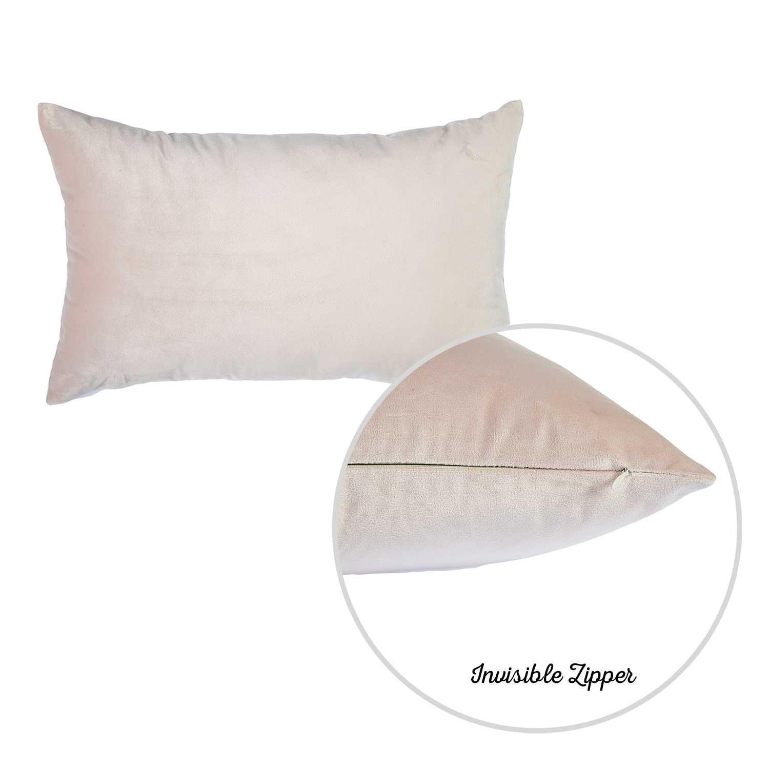 21"x14" Light Beige Velvet Decorative Throw Pillow Cover (2 Pcs in set)