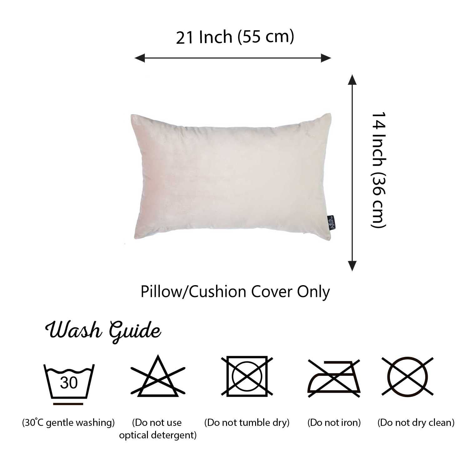 21"x14" Light Beige Velvet Decorative Throw Pillow Cover (2 Pcs in set)