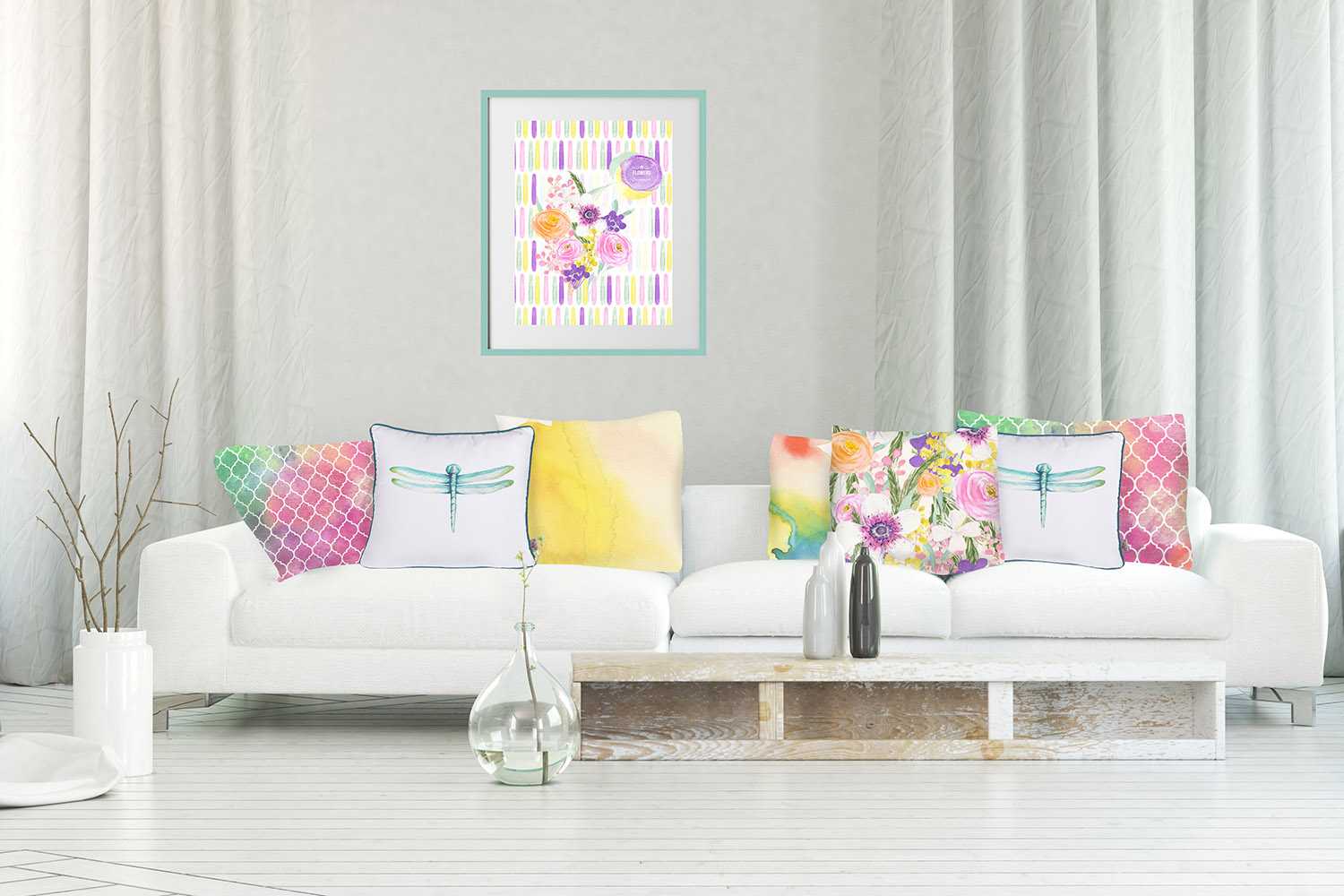 18"x 18" Pink Watercolor Dream Decorative Throw Pillow Cover