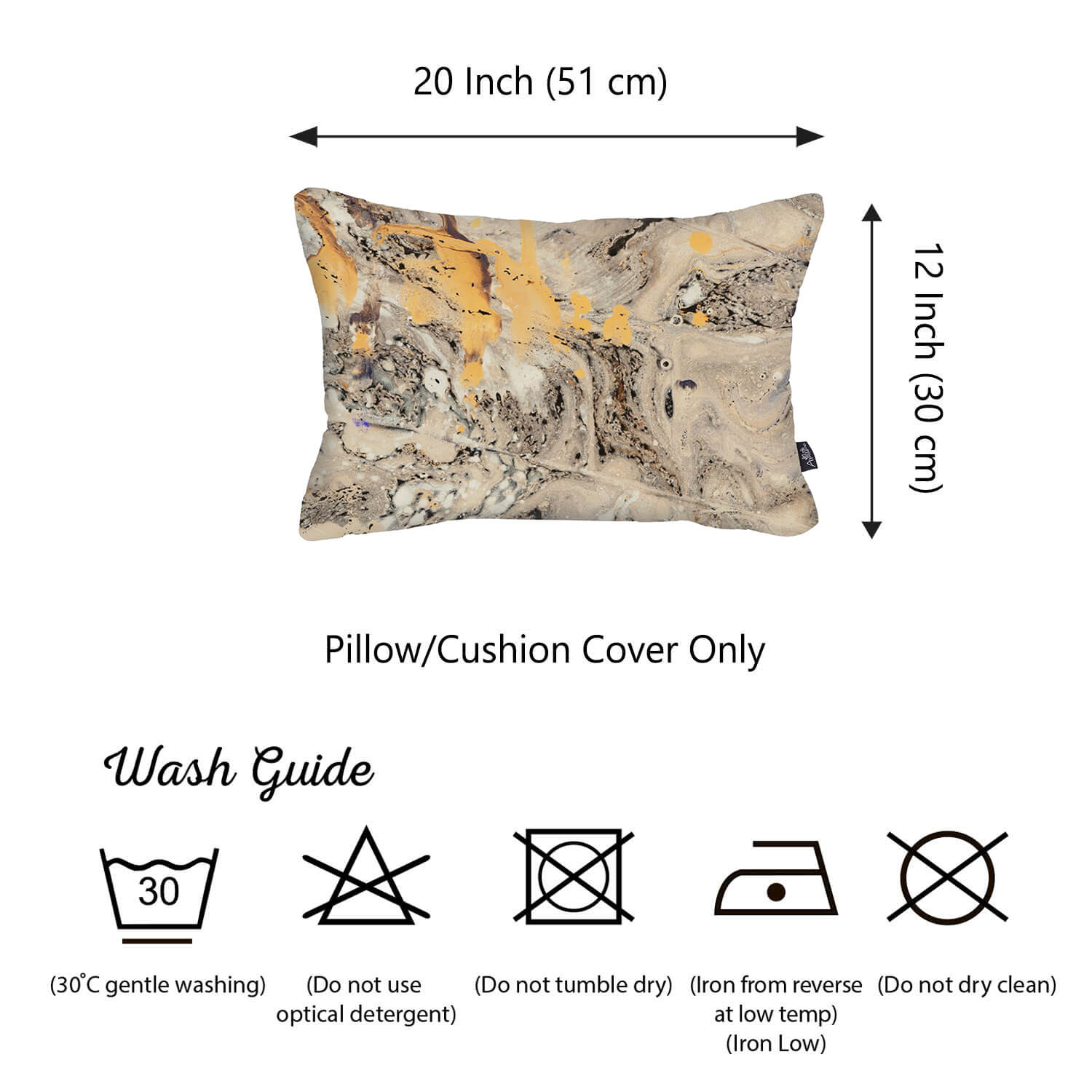 12"x20" Scandi Marble Printed Decorative Throw Pillow Cover