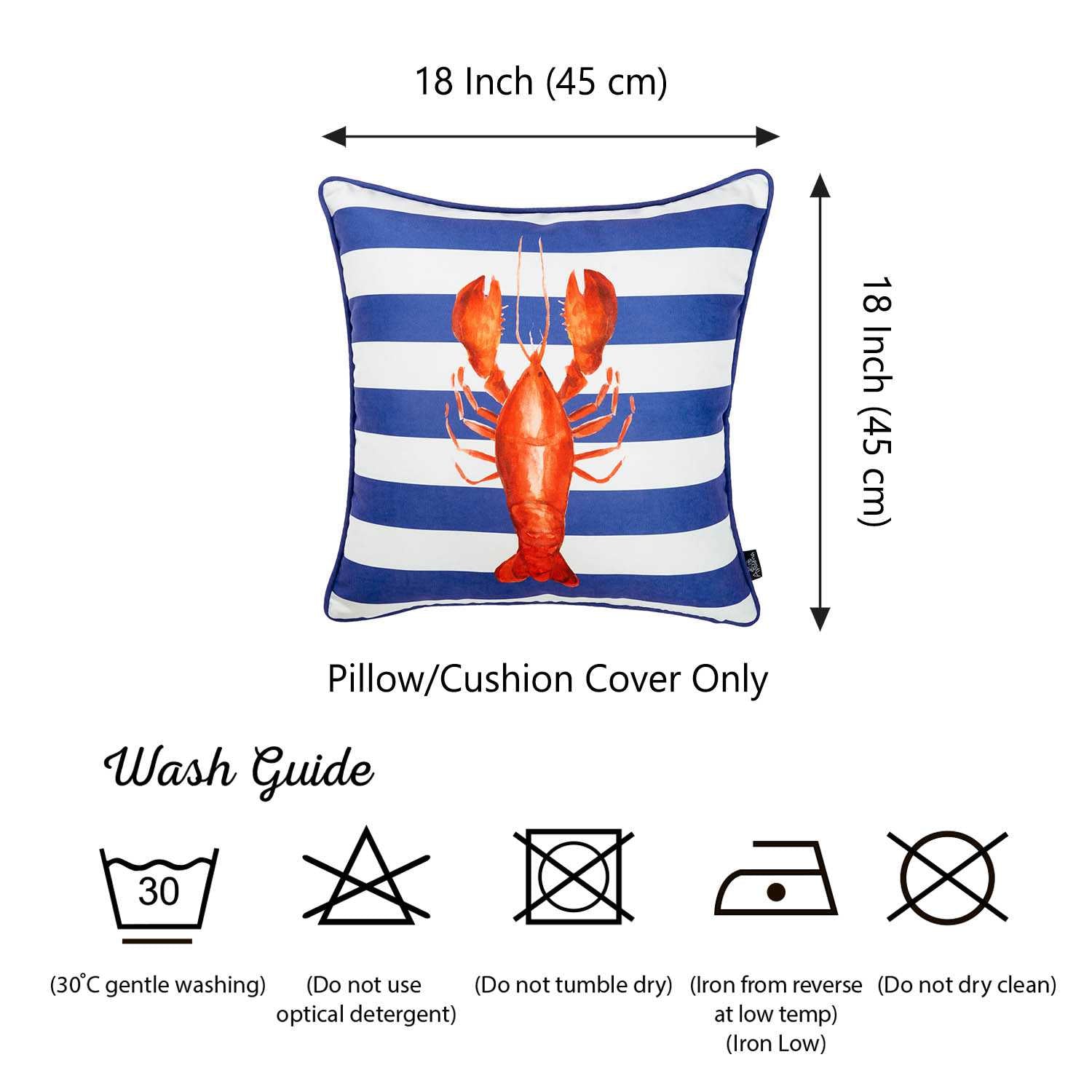18"x18" Nautica Lobster Decorative Throw Pillow Cover Printed