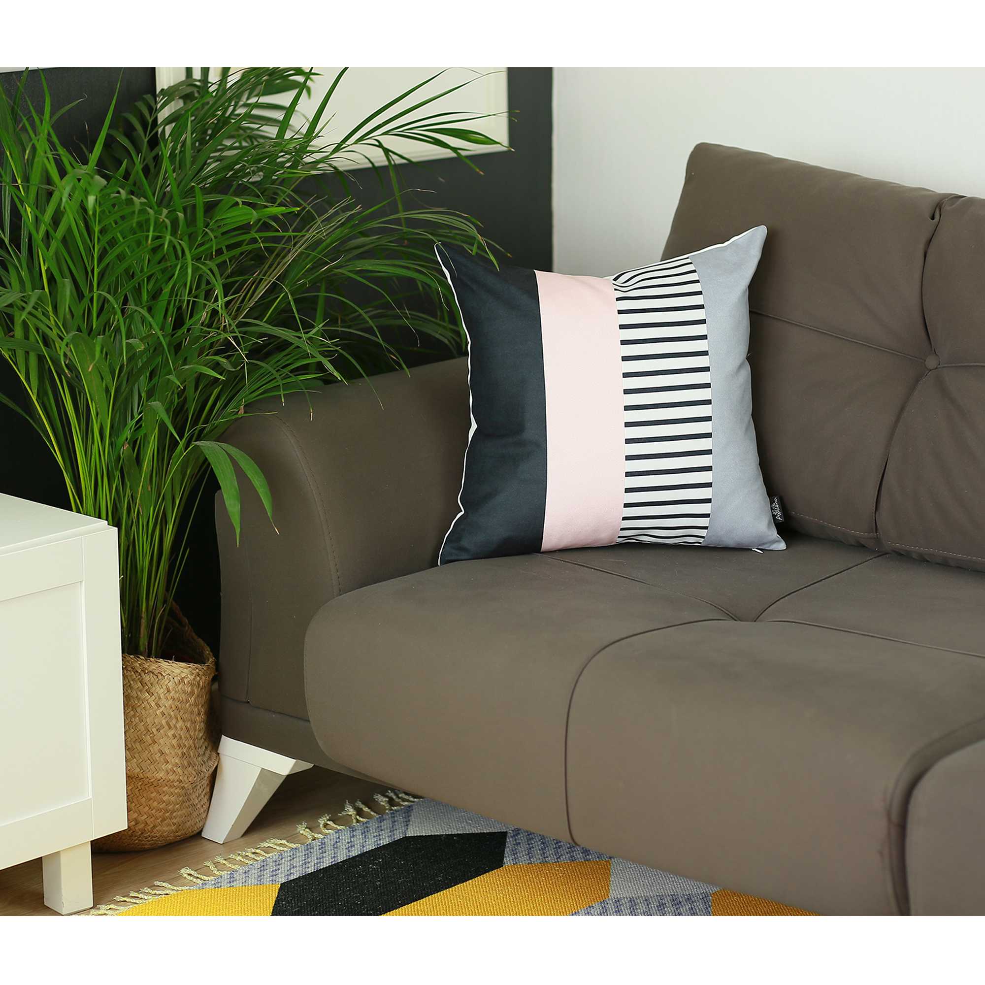 18"x18" Mix Colored Scandi Patterns Decorative Throw Pillow Cover