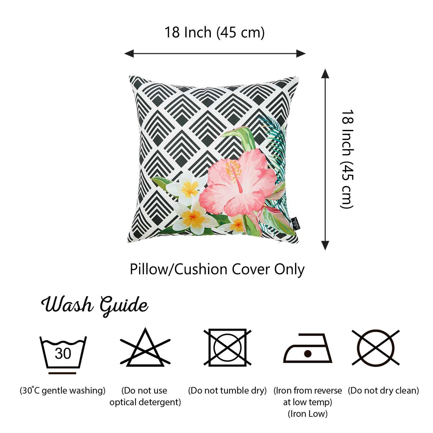 18"x 18" Tropical Flower Garden Decorative Throw Pillow Cover