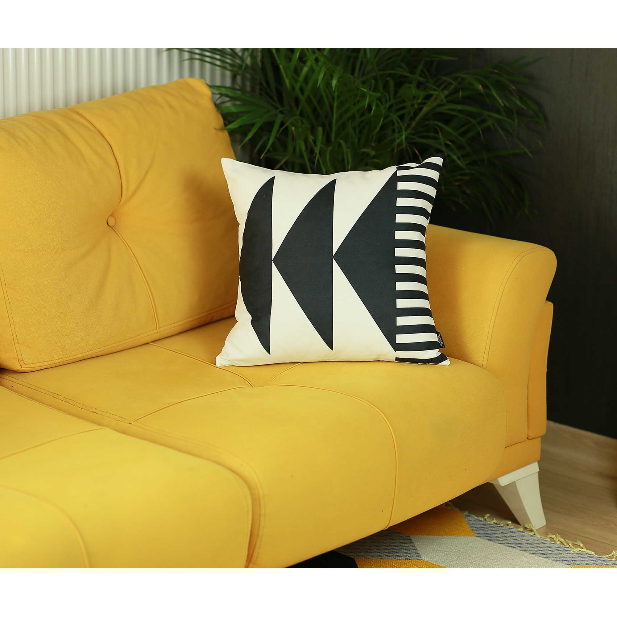 18"x18" Skandi BW Triangles Decorative Throw Pillow Cover Printed