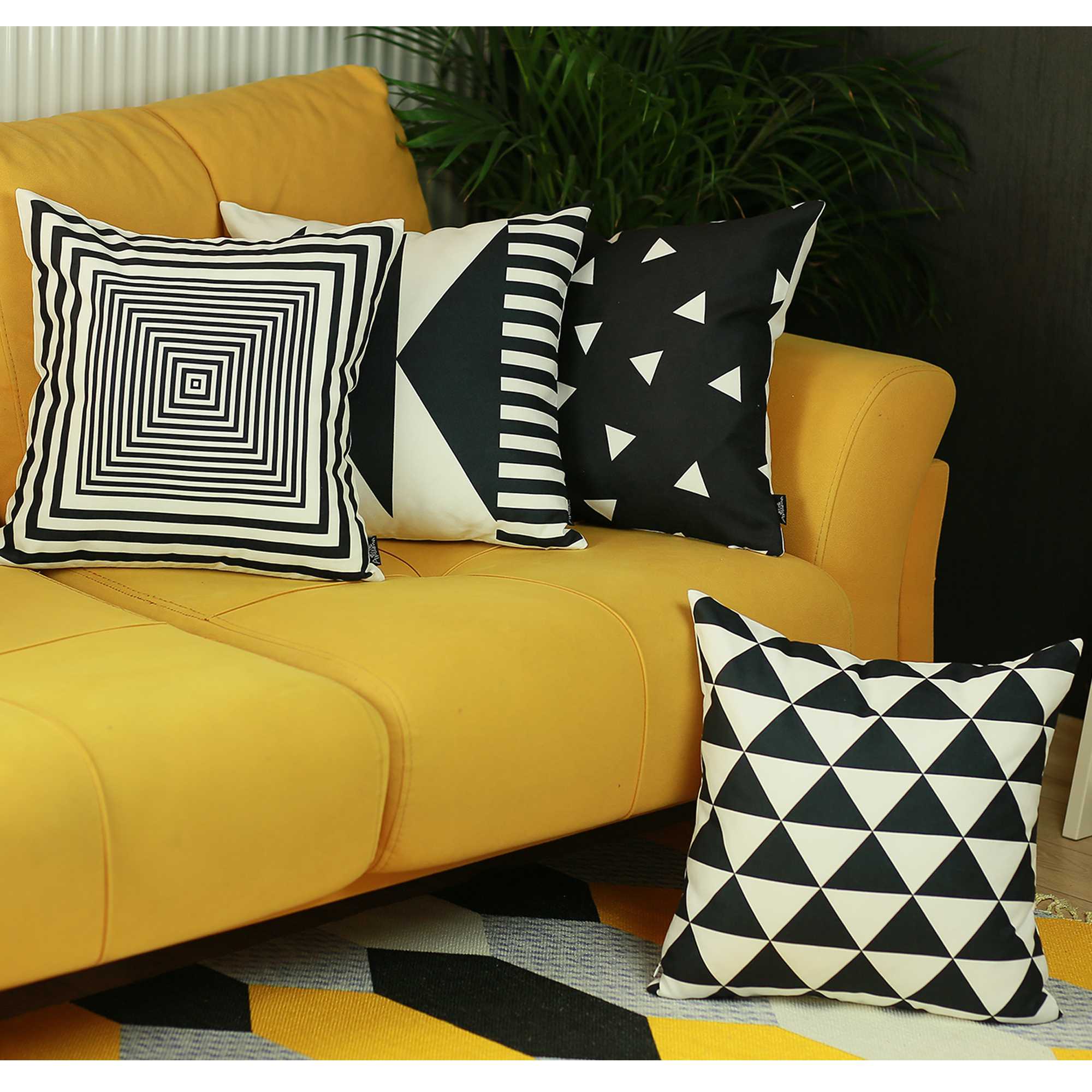 18"x18" Skandi BW Triangles Decorative Throw Pillow Cover Printed