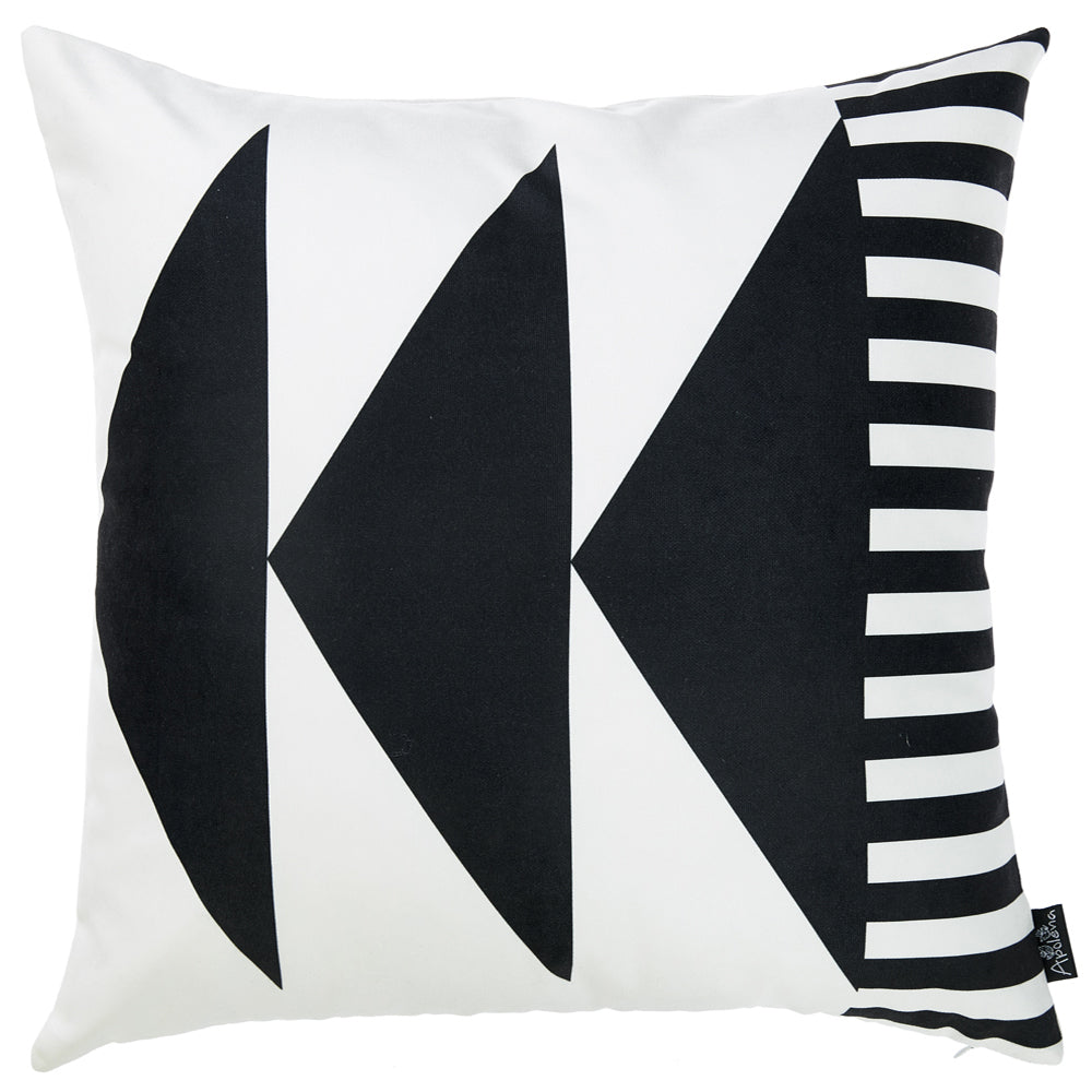 18"x18" Skandi BW Triangles Decorative Throw Pillow Cover Printed