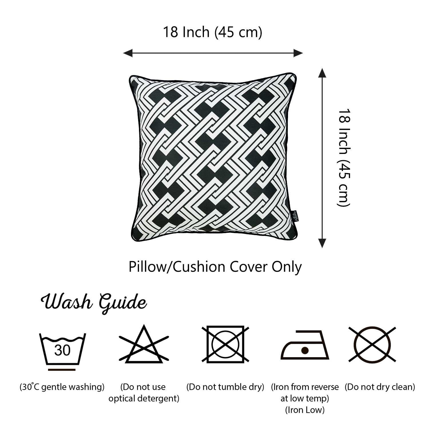18"x 18" Tropical BW Links Squares Decorative Throw Pillow Cover