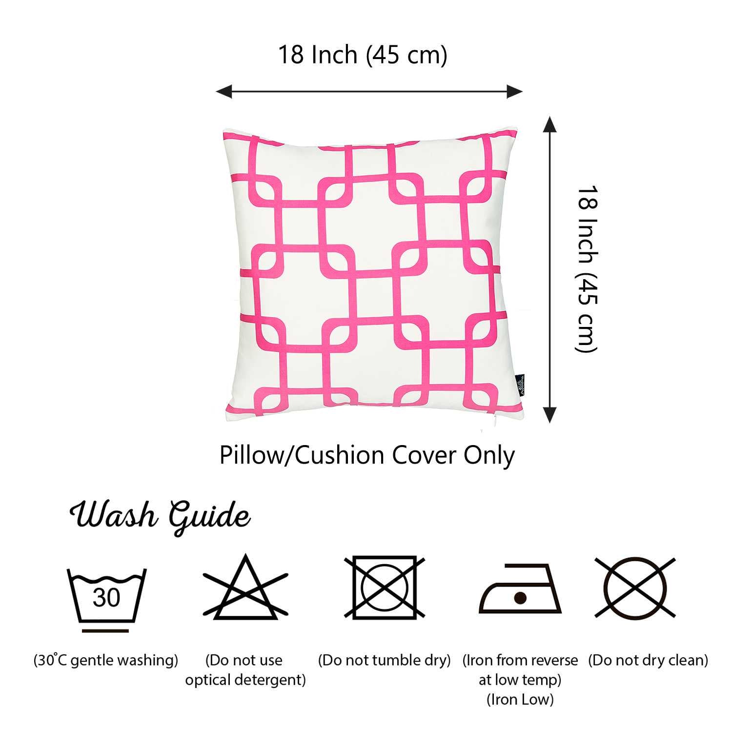 18"x18" Pink Geometric Squares Decorative Throw Pillow Cover