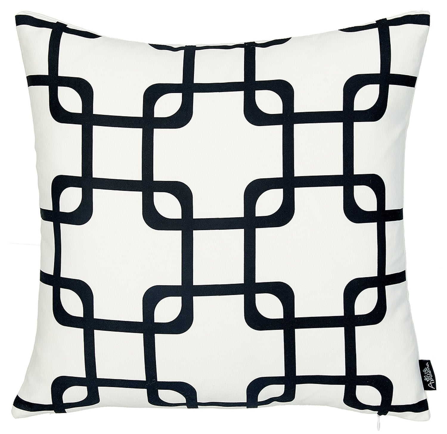 18"x18" Black Geometric Squares Decorative Throw Pillow Cover