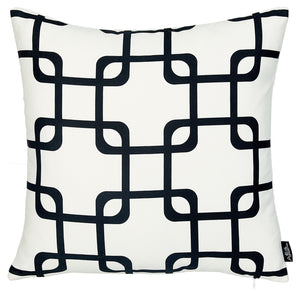 18"x18" Black Geometric Squares Decorative Throw Pillow Cover