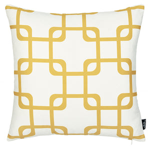 18"x18" Yellow Geometric Squares Decorative Throw Pillow Cover