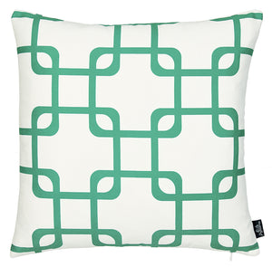 18"x18" Green Geometric Squares Decorative Throw Pillow Cover