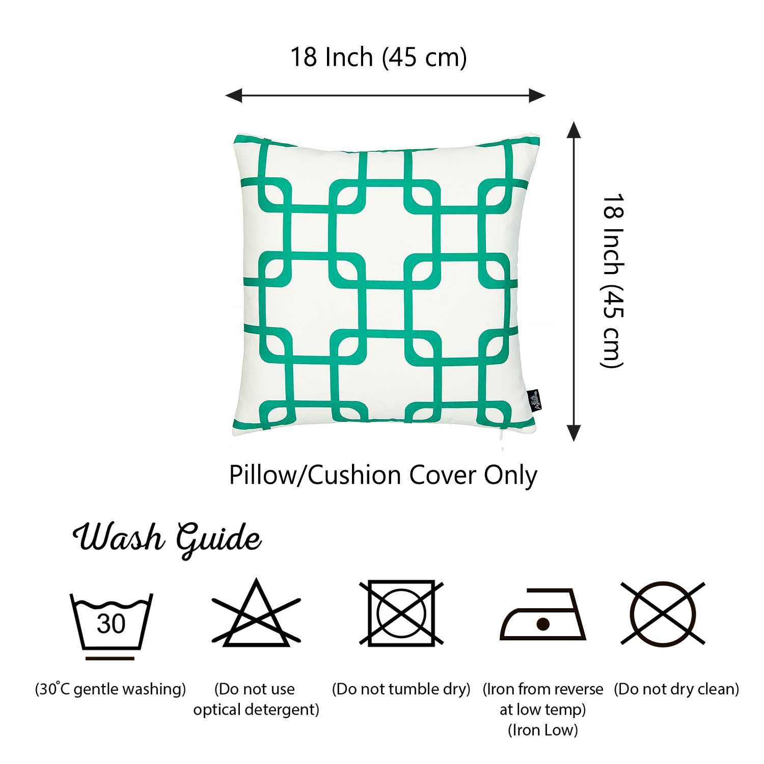 18"x18" Green Geometric Squares Decorative Throw Pillow Cover