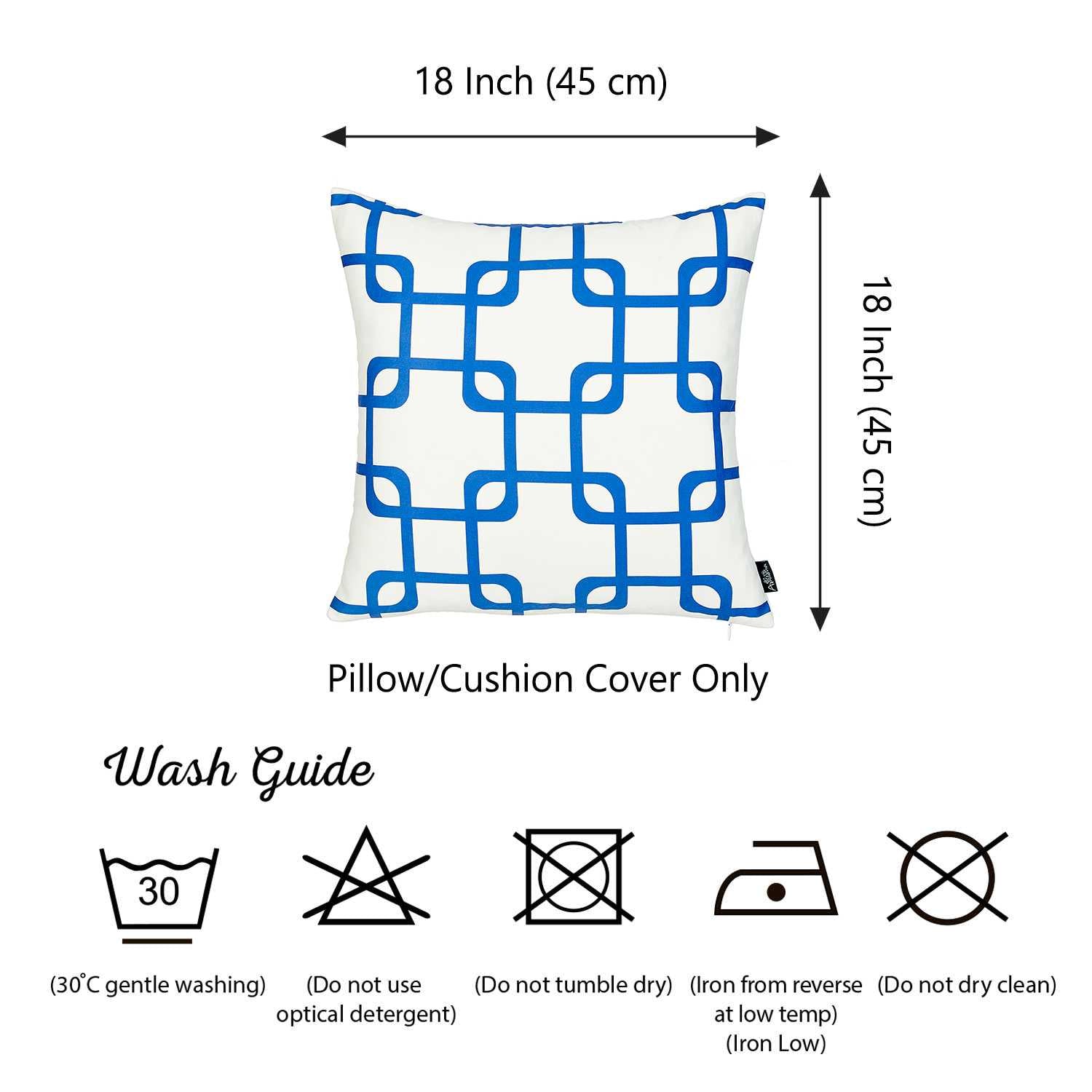 18"x18" Blue Geometric Squares Decorative Throw Pillow Cover