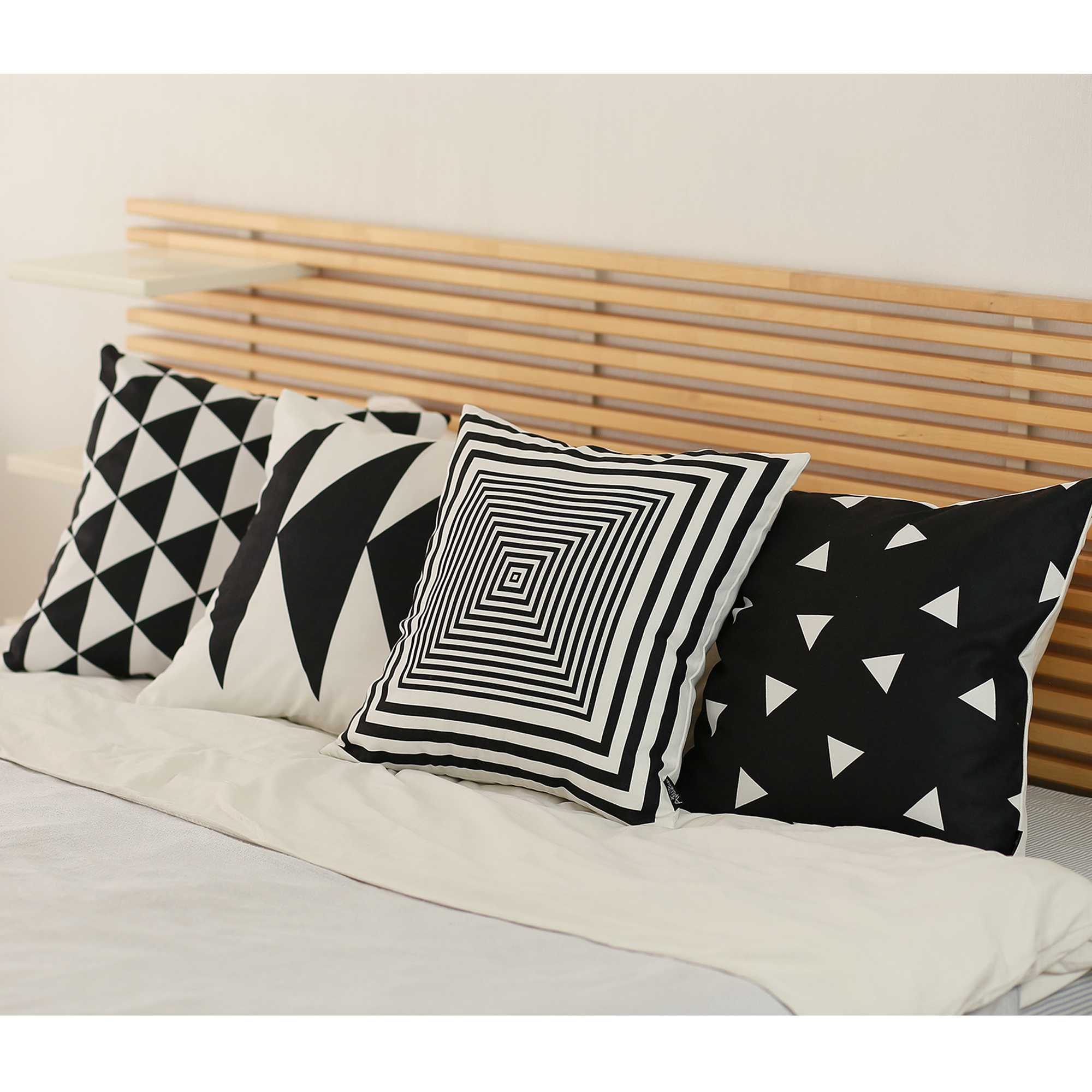 18"x18" Skandi BW Focus Decorative Throw Pillow Cover Printed