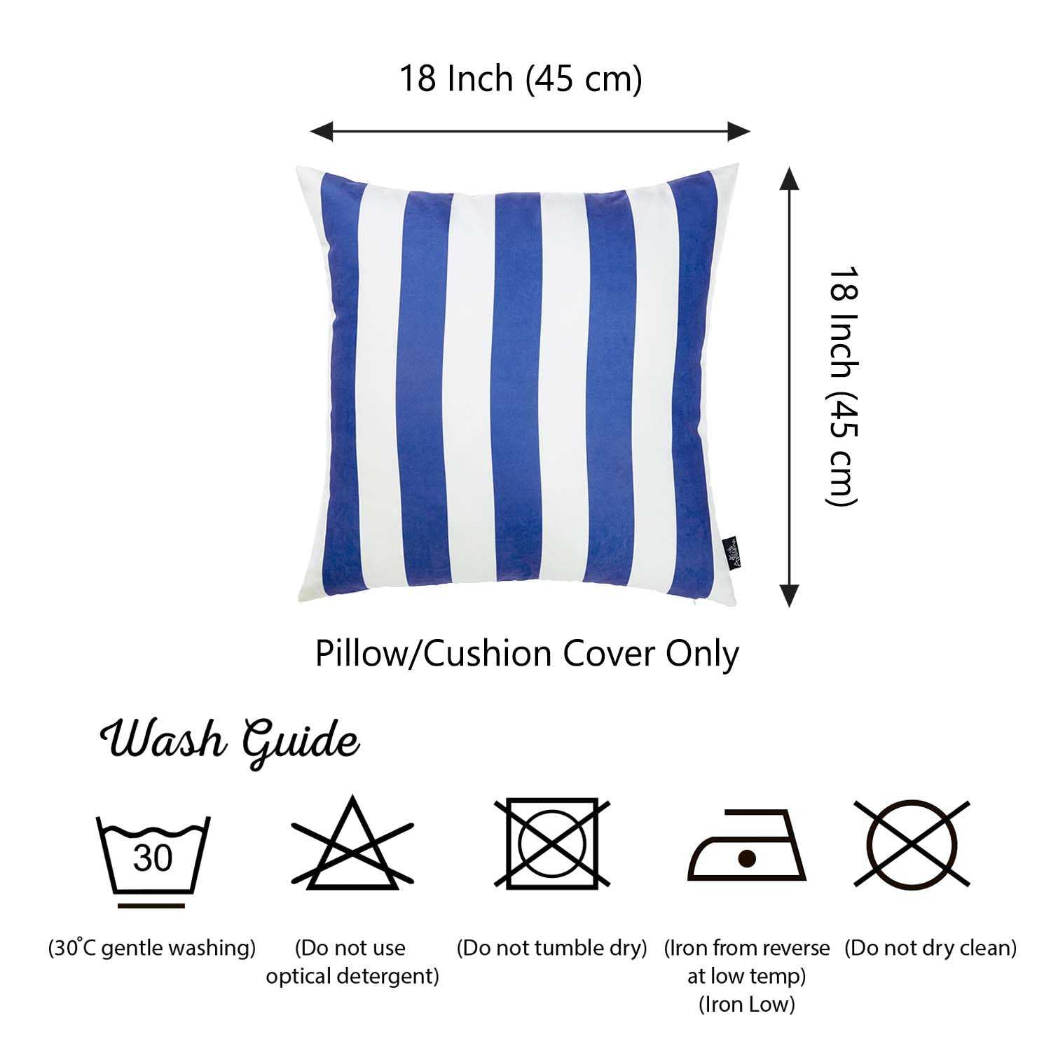 18"x18" Blue Nautica Stripe Decorative Throw Pillow Cover