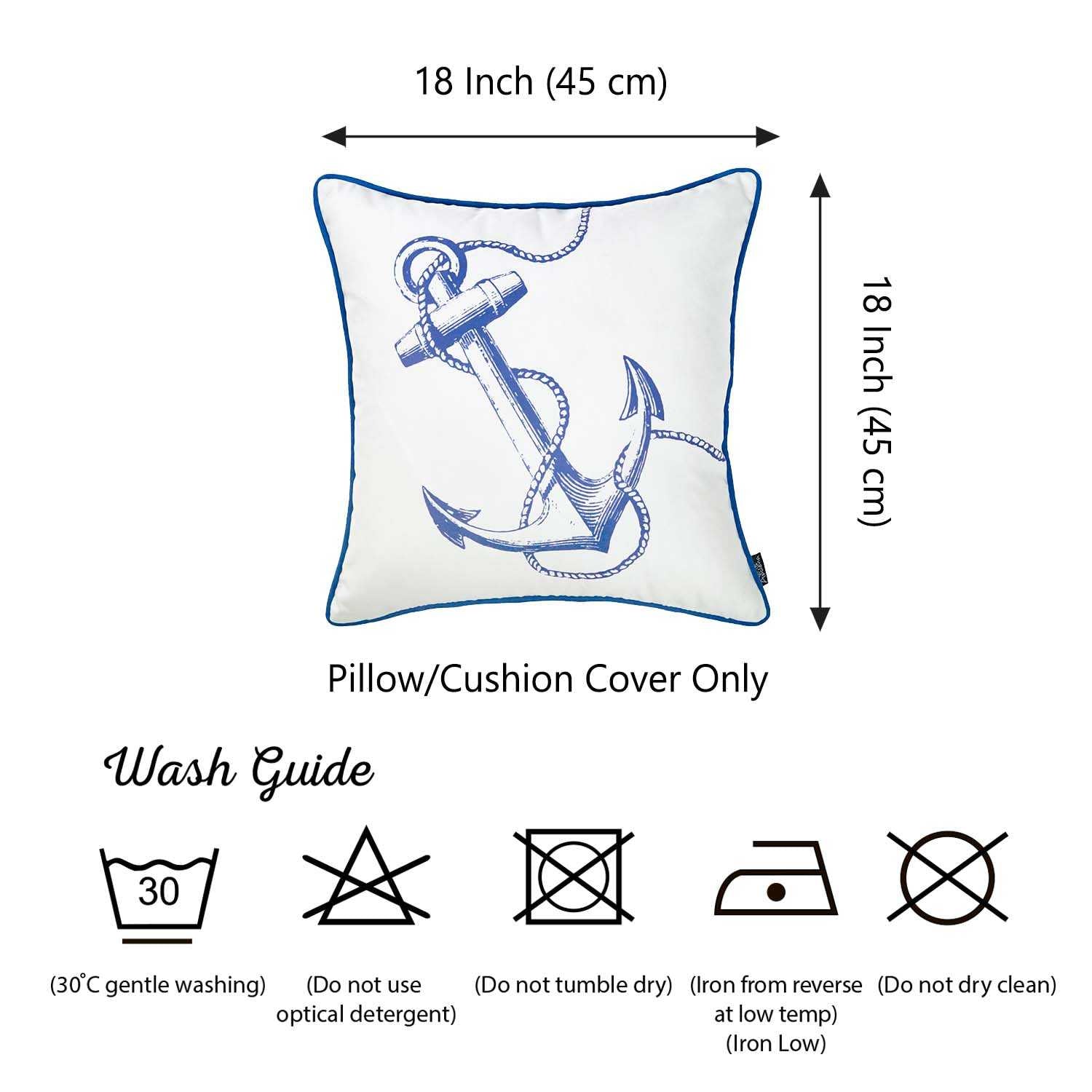 18"x18" Nautica Anchor Decorative Throw Pillow Cover Printed