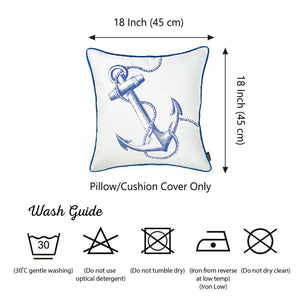 18"x18" Nautica Anchor Decorative Throw Pillow Cover Printed