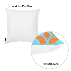 18"x18" Orange Blue Ikat Decorative Throw Pillow Cover Printed