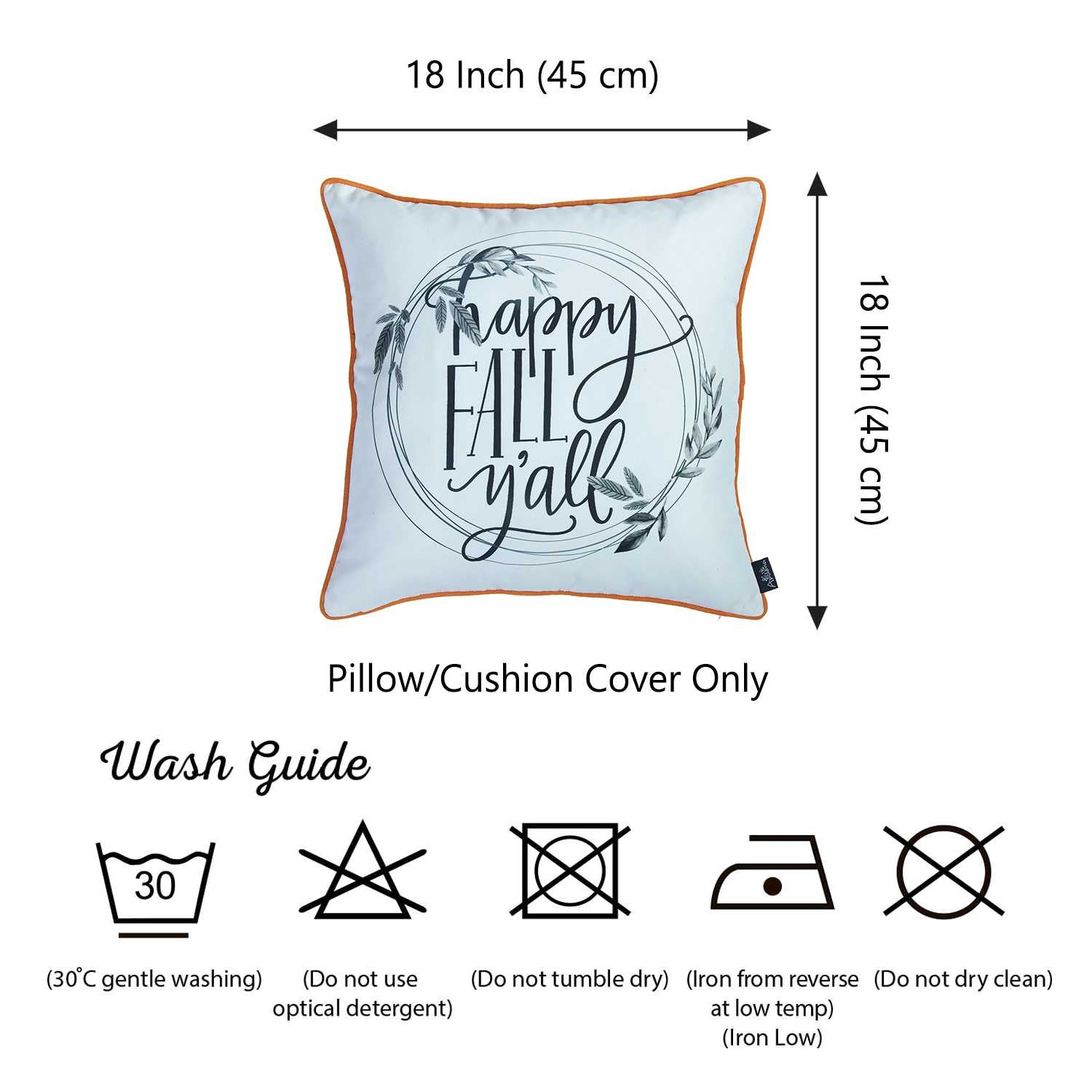18"x18" Thanksgiving Quote Printed Decorative Throw Pillow Cover