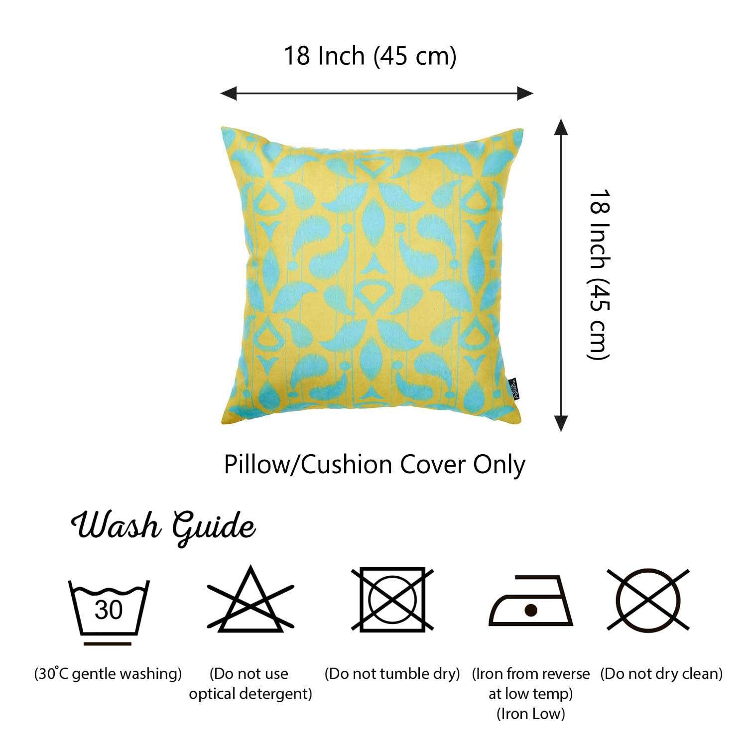 18"x18" Green Ikat Decorative Throw Pillow Cover Printed