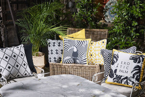 18"x 18" Tropical Bw Diamonds Squares Decorative Throw Pillow Cover