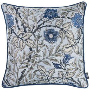 17"x 17" Blue Jacquard Leaf Decorative Throw Pillow Cover