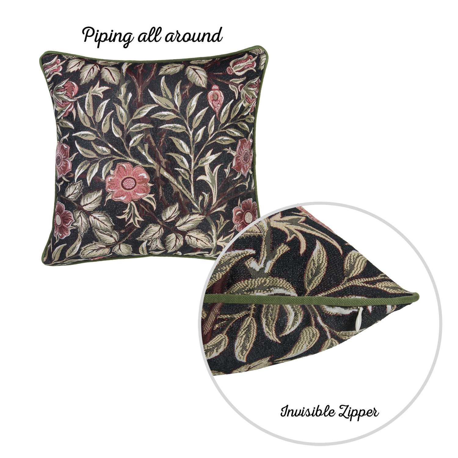 17"x 17" Jacquard Artistic Leaf Decorative Throw Pillow Cover