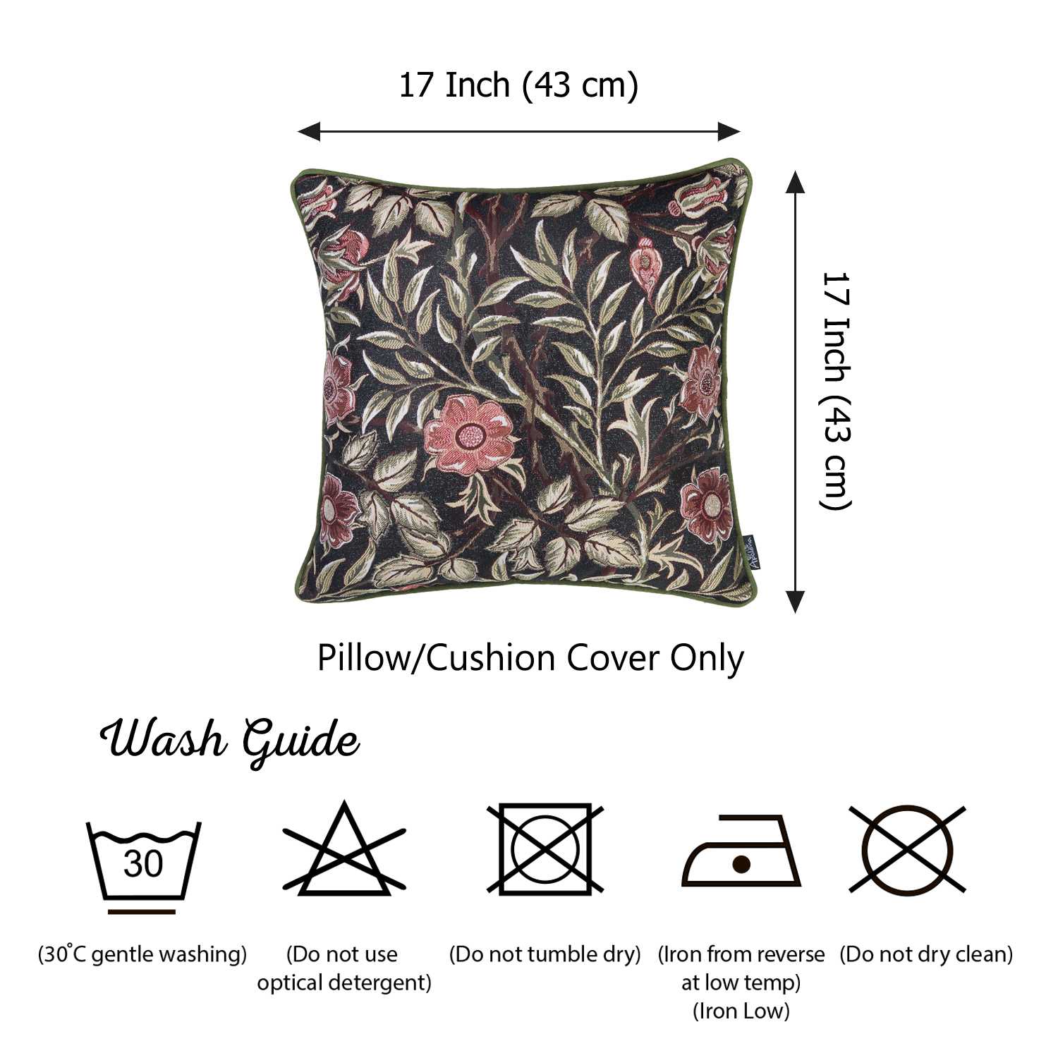 17"x 17" Jacquard Artistic Leaf Decorative Throw Pillow Cover