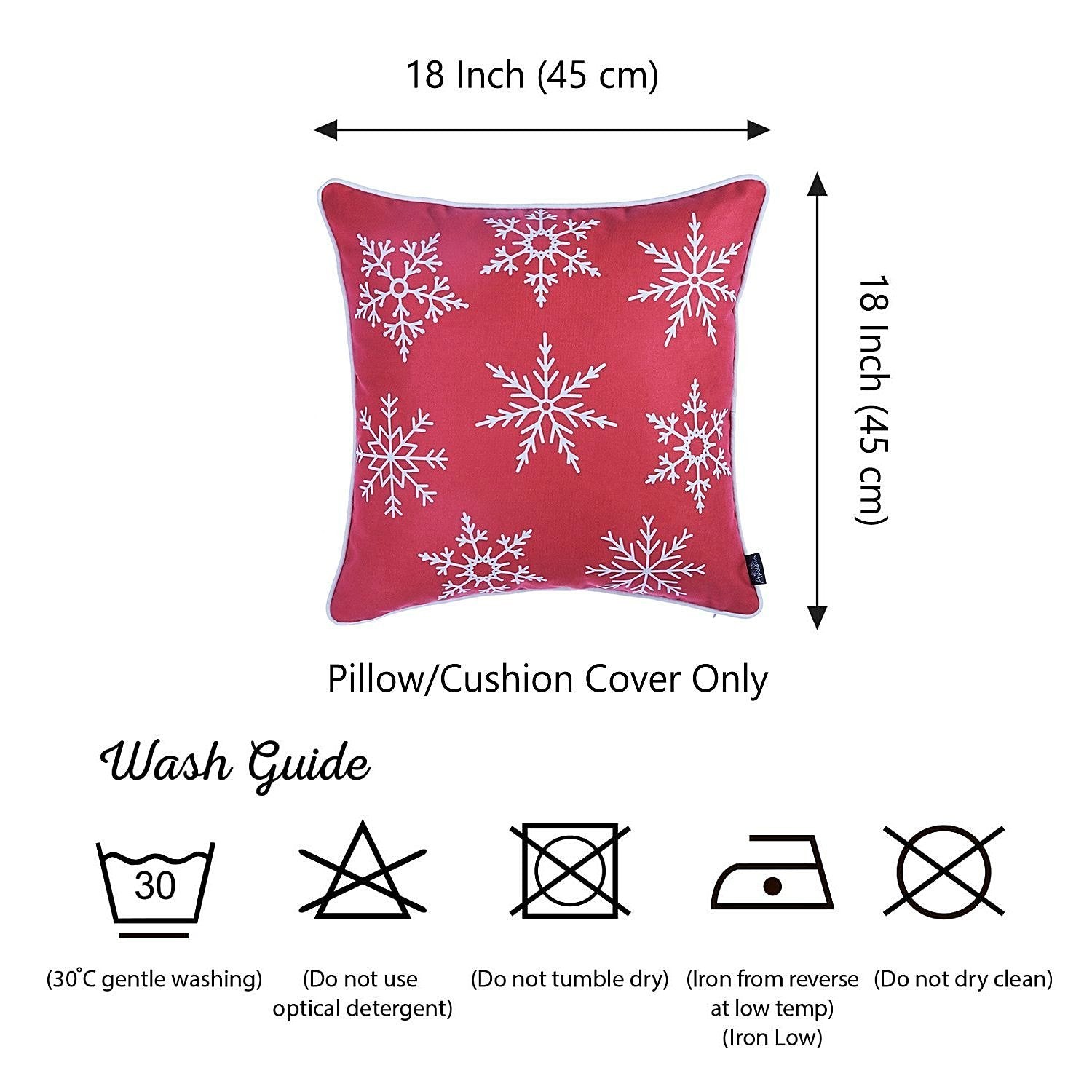 18"x18" Red Snowflakes Christmas Decorative Throw Pillow Cover