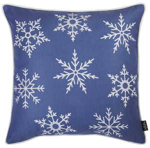 18"x18" Christmas Snow Flakes Printed Decorative Throw Pillow Cover