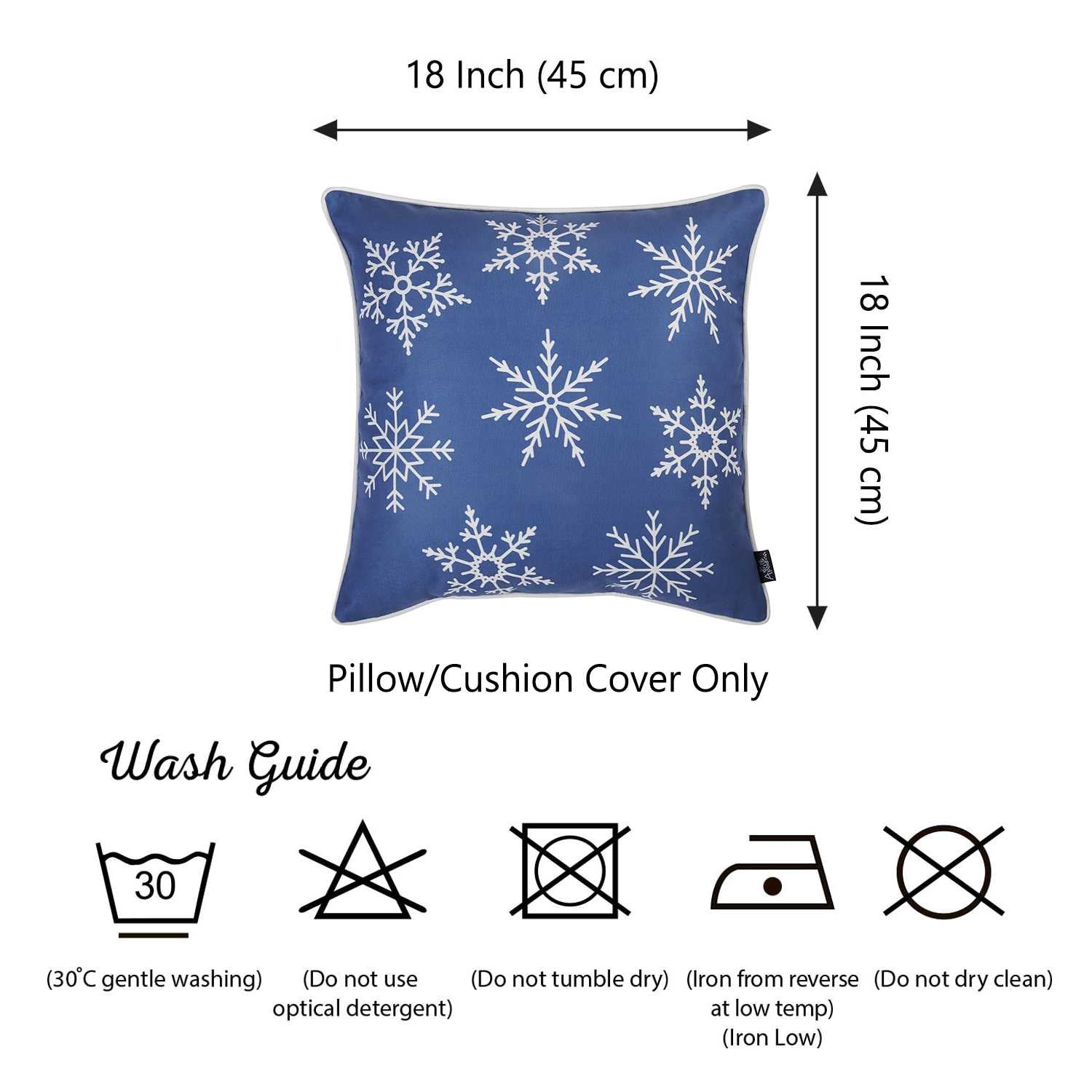 18"x18" Christmas Snow Flakes Printed Decorative Throw Pillow Cover