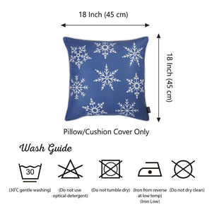 18"x18" Christmas Snow Flakes Printed Decorative Throw Pillow Cover