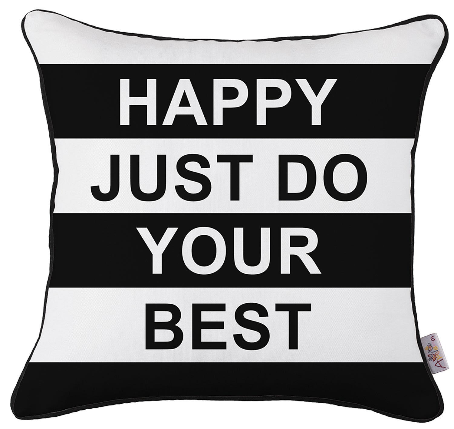 18"x18" White and Black Scandi Square Decorative Throw Pillow Cover