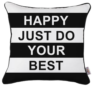 18"x18" White and Black Scandi Square Decorative Throw Pillow Cover