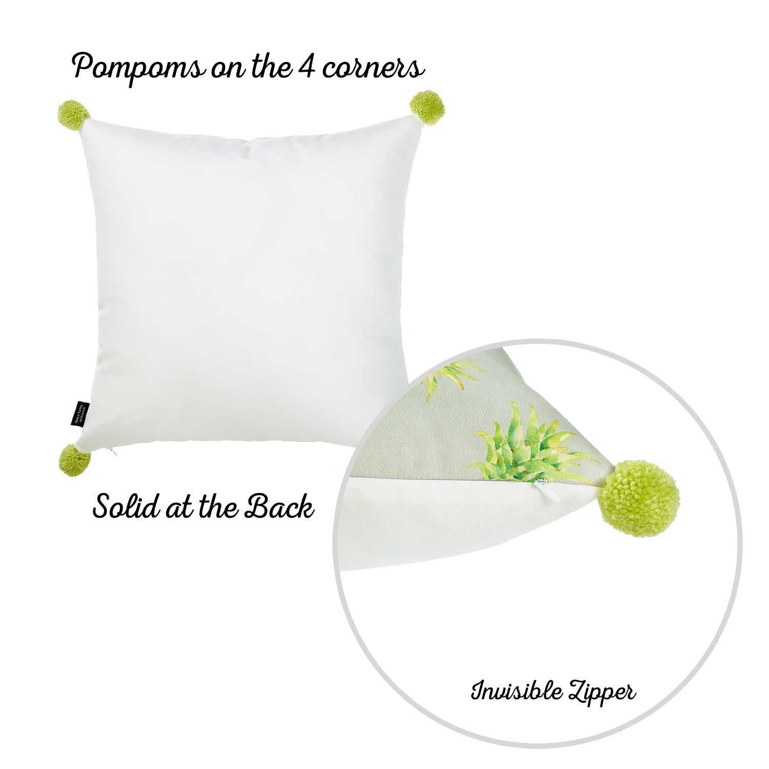 18"x 18" Tropical Pinapple Printed Decorative Throw Pillow Cover