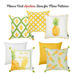 18"x 18" Tropical Pinapple Printed Decorative Throw Pillow Cover